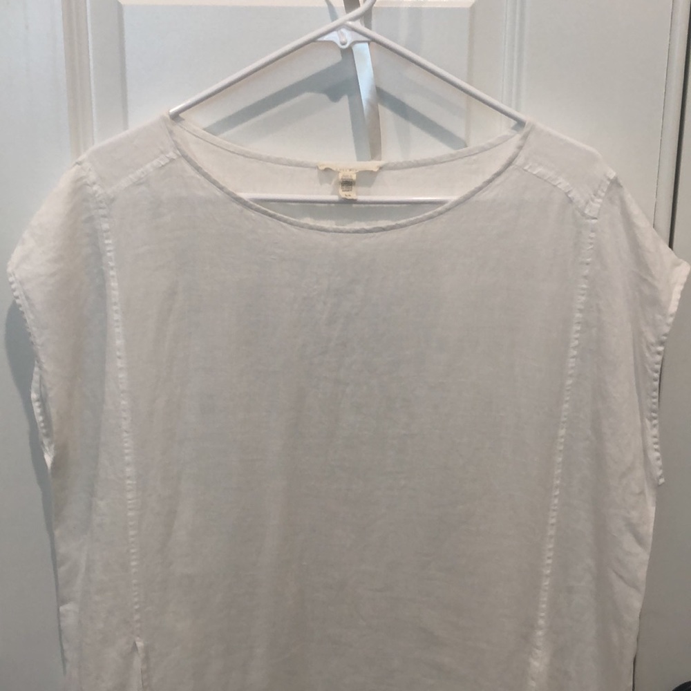 Eileen Fisher 100% Organic Linen White Dress Cover Up Small - Picture 3 of 16